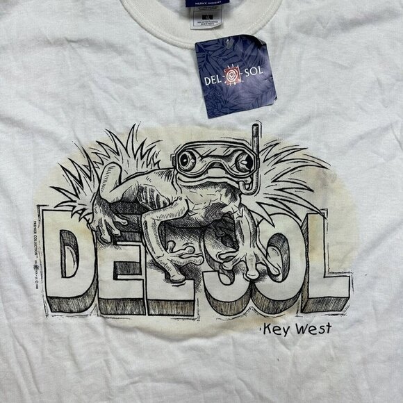 Vintage 90s Del Sol Key West Snorking Gecko Frog Destination Graphic Shirt M - Picture 4 of 8